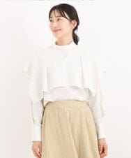 RBBDP10190 HIROKO BIS(ヒロコ ビス) 【洗濯機で洗える】ケープデザインブラウス ホワイト