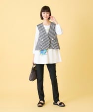 RBBED15270 HIROKO BIS(ヒロコ ビス) ストライプショートジレ /洗える ネイビー