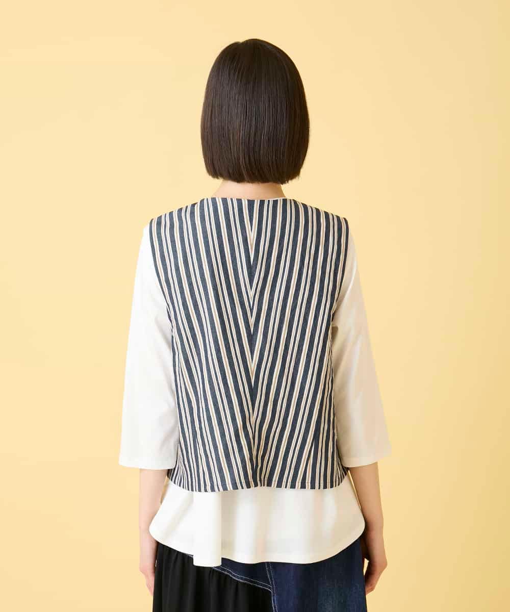 RBBED15270 HIROKO BIS(ヒロコ ビス) ストライプショートジレ ネイビー