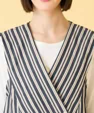 RBBED15270 HIROKO BIS(ヒロコ ビス) ストライプショートジレ ネイビー