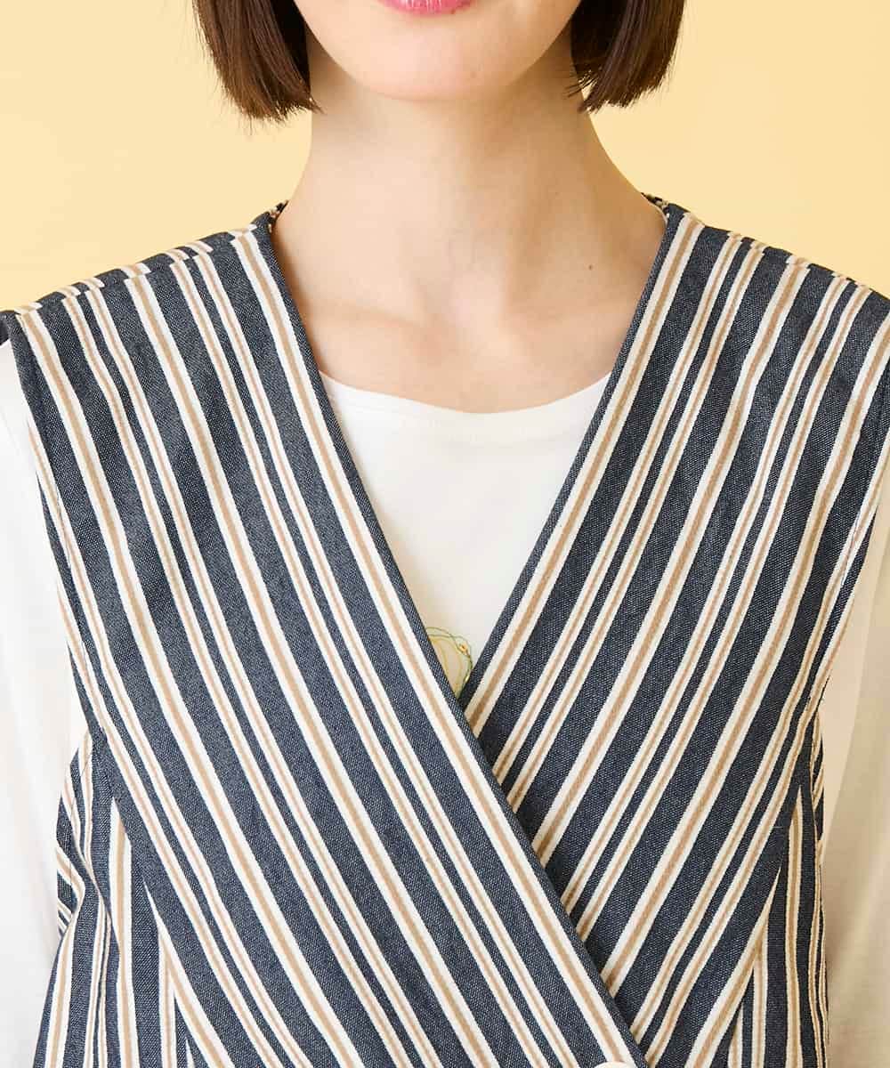 RBBED15270 HIROKO BIS(ヒロコ ビス) ストライプショートジレ ネイビー