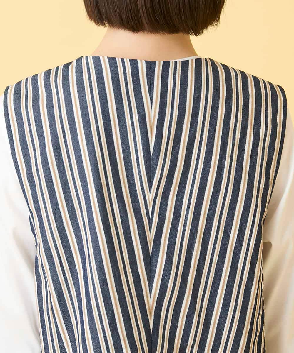 RBBED15270 HIROKO BIS(ヒロコ ビス) ストライプショートジレ ネイビー