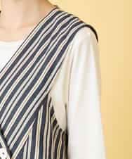 RBBED15270 HIROKO BIS(ヒロコ ビス) ストライプショートジレ ネイビー