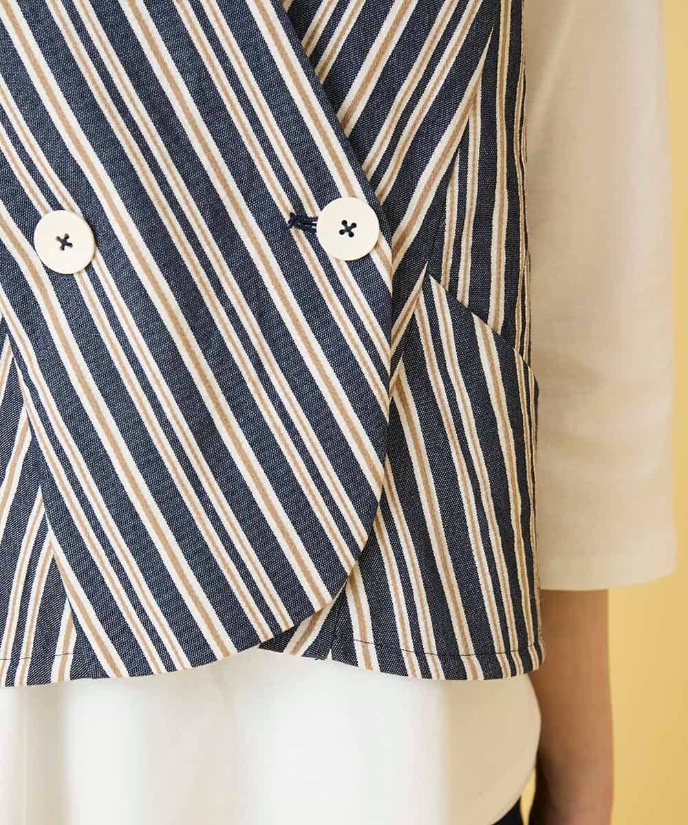RBBED15270 HIROKO BIS(ヒロコ ビス) ストライプショートジレ ネイビー