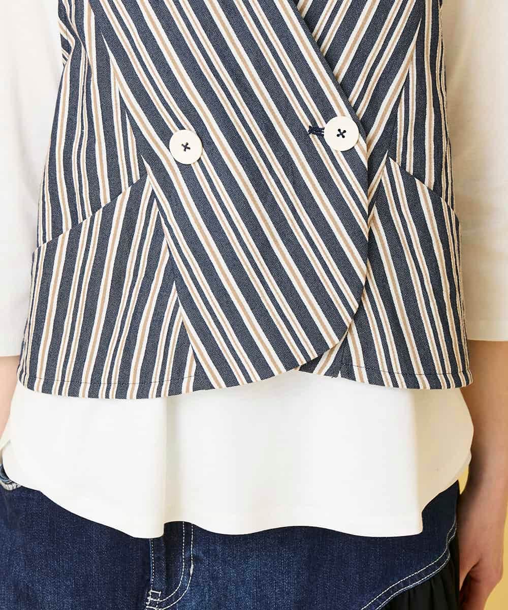 RBBED15270 HIROKO BIS(ヒロコ ビス) ストライプショートジレ ネイビー