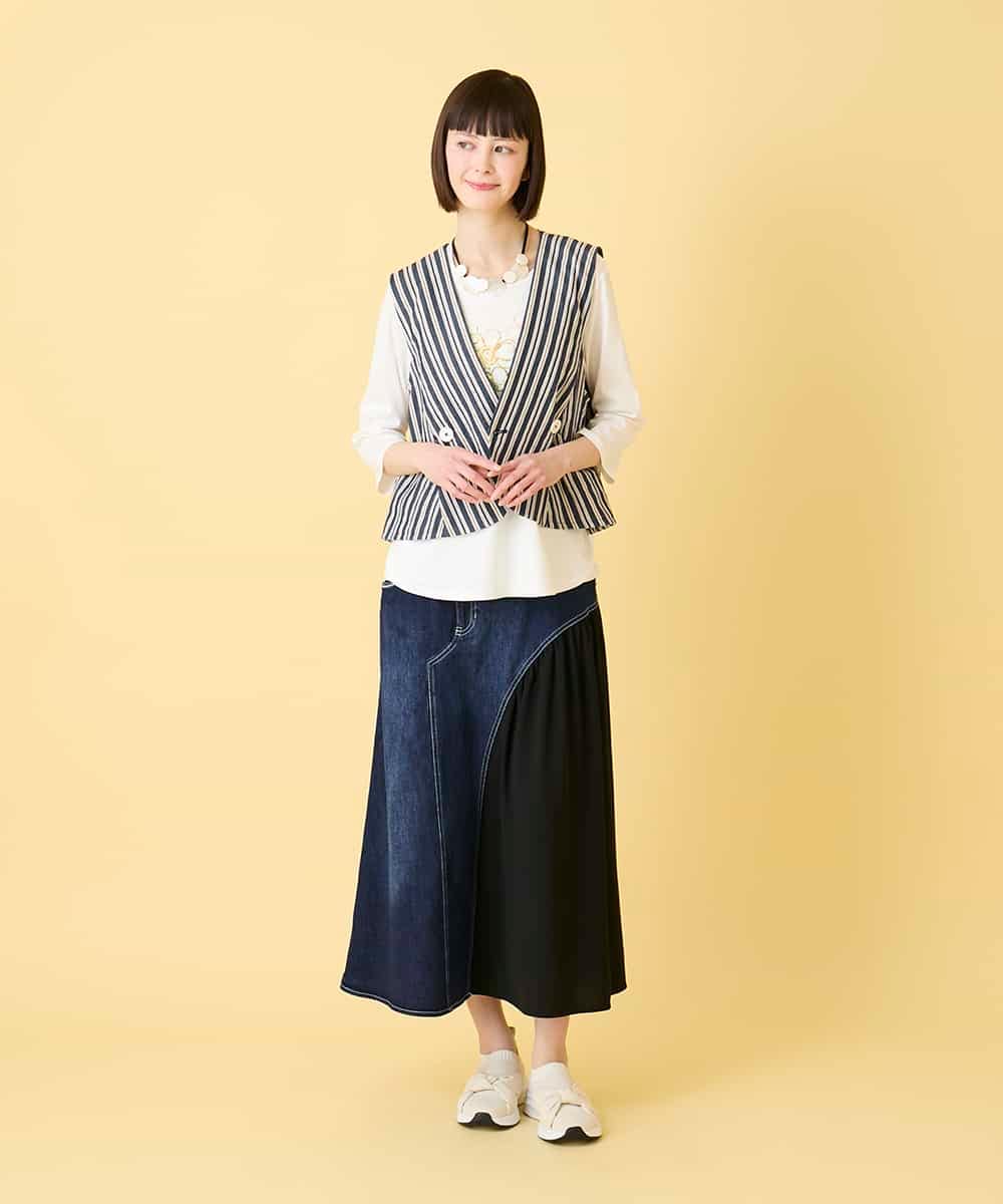 RBBED15270 HIROKO BIS(ヒロコ ビス) ストライプショートジレ ネイビー