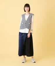 RBBED15270 HIROKO BIS(ヒロコ ビス) ストライプショートジレ ネイビー
