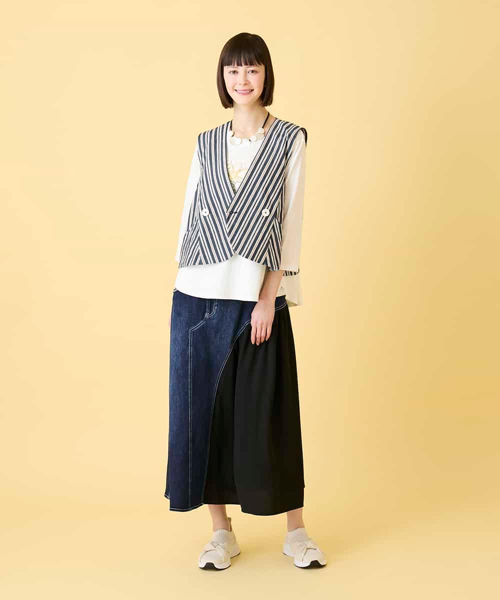 RBBED15270 HIROKO BIS(ヒロコ ビス) ストライプショートジレ ネイビー