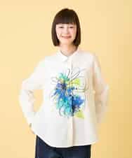 RBBED30270 HIROKO BIS(ヒロコ ビス) ドローイングフラワーブラウス ホワイト