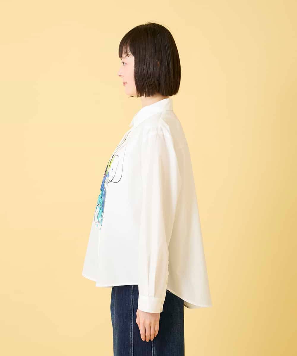 RBBED30270 HIROKO BIS(ヒロコ ビス) ドローイングフラワーブラウス ホワイト