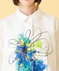 RBBED30270 HIROKO BIS(ヒロコ ビス) ドローイングフラワーブラウス ホワイト