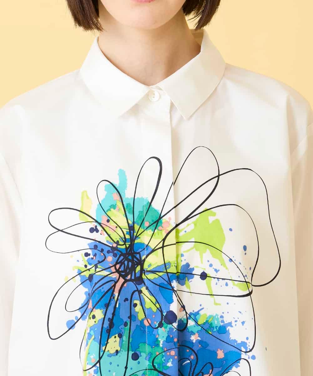 RBBED30270 HIROKO BIS(ヒロコ ビス) ドローイングフラワーブラウス ホワイト