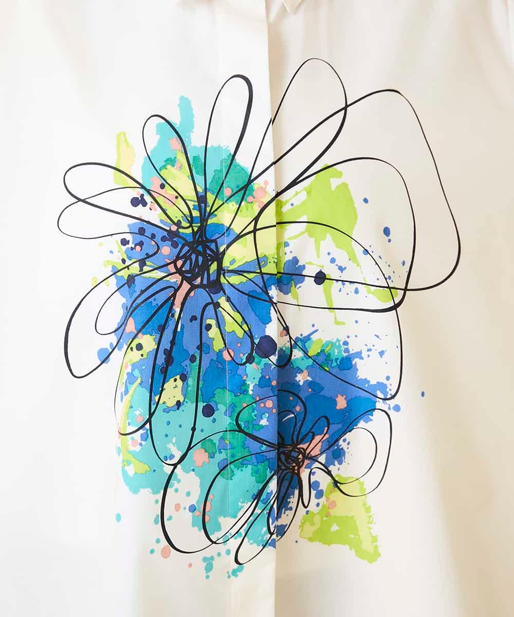 RBBED30270 HIROKO BIS(ヒロコ ビス) ドローイングフラワーブラウス ホワイト