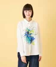 RBBED30270 HIROKO BIS(ヒロコ ビス) ドローイングフラワーブラウス ホワイト