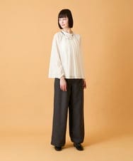 RBBED50260 HIROKO BIS(ヒロコ ビス) スタンドカラーかまぼこプリーツブラウス /洗える ダークグレー