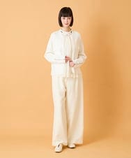 RBBED50260 HIROKO BIS(ヒロコ ビス) スタンドカラーかまぼこプリーツブラウス /洗える ダークグレー