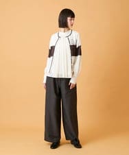 RBBED50260 HIROKO BIS(ヒロコ ビス) スタンドカラーかまぼこプリーツブラウス /洗える ダークグレー