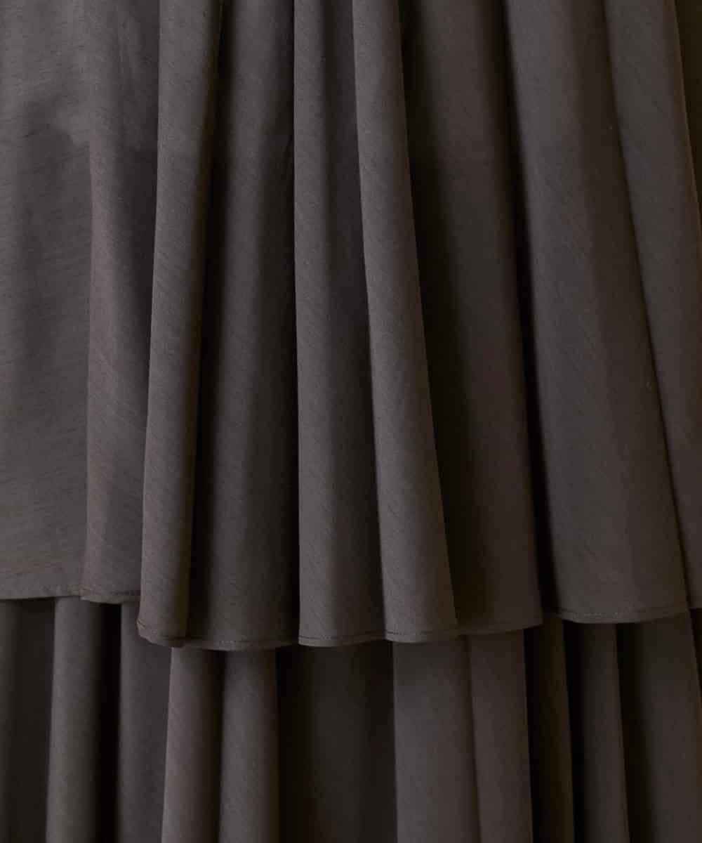 RBBED50260 HIROKO BIS(ヒロコ ビス) スタンドカラーかまぼこプリーツブラウス ダークグレー