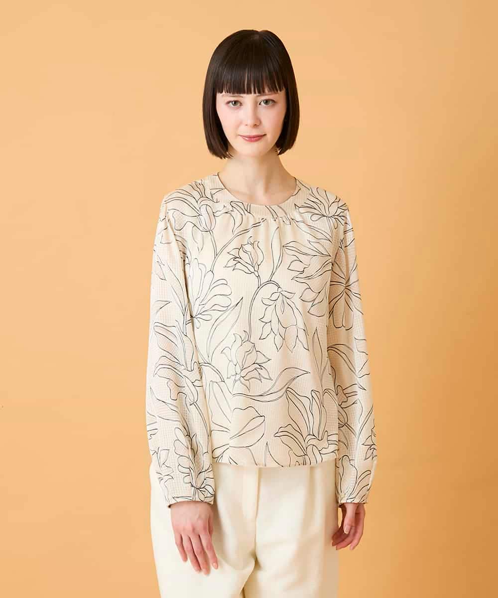 RBBED55290 HIROKO BIS(ヒロコ ビス) ボタニカルモチーフプルオーバーブラウス アイボリー