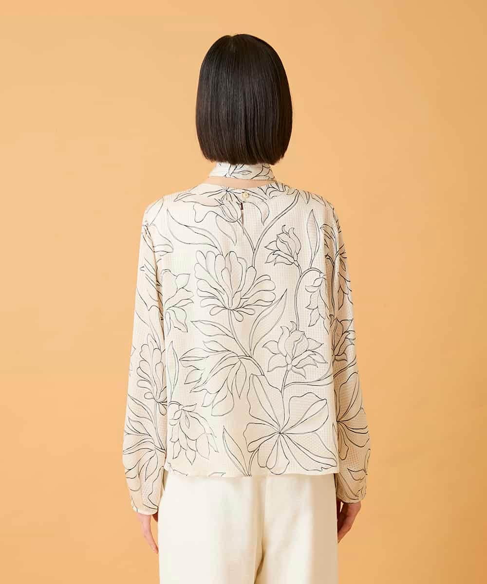 RBBED55290 HIROKO BIS(ヒロコ ビス) ボタニカルモチーフプルオーバーブラウス アイボリー