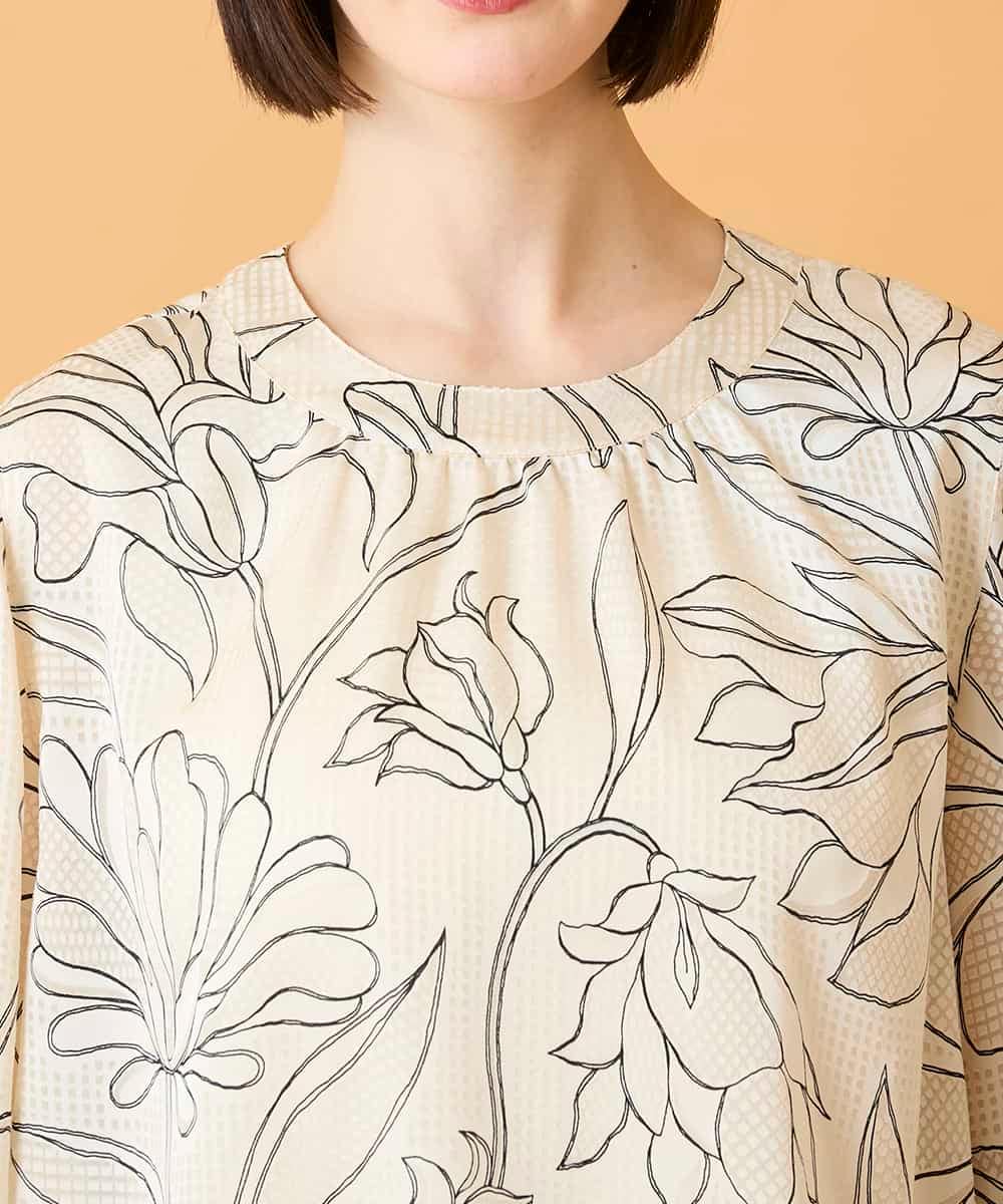 RBBED55290 HIROKO BIS(ヒロコ ビス) ボタニカルモチーフプルオーバーブラウス アイボリー