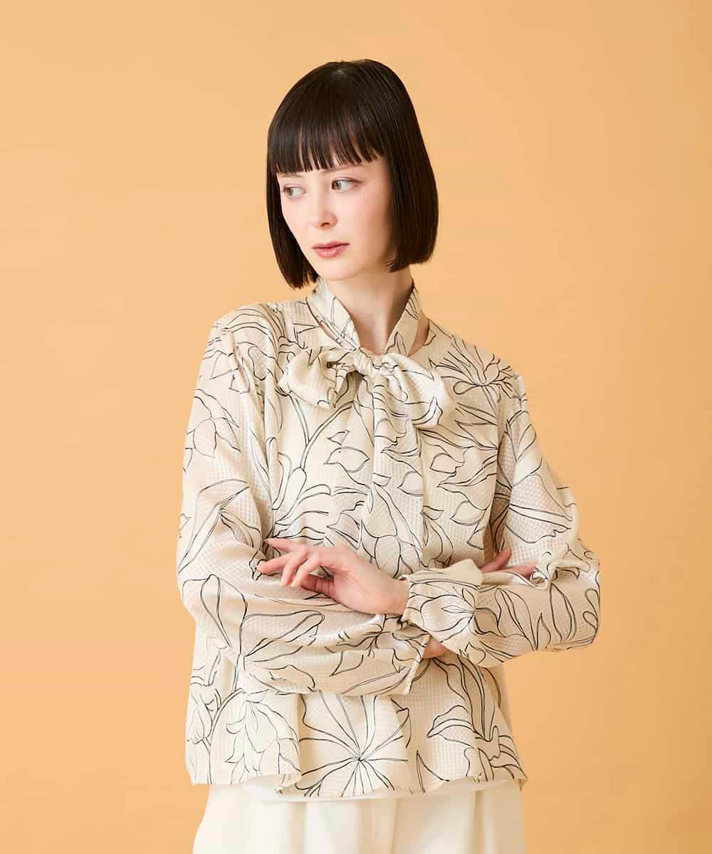 RBBED55290 HIROKO BIS(ヒロコ ビス) ボタニカルモチーフプルオーバーブラウス アイボリー