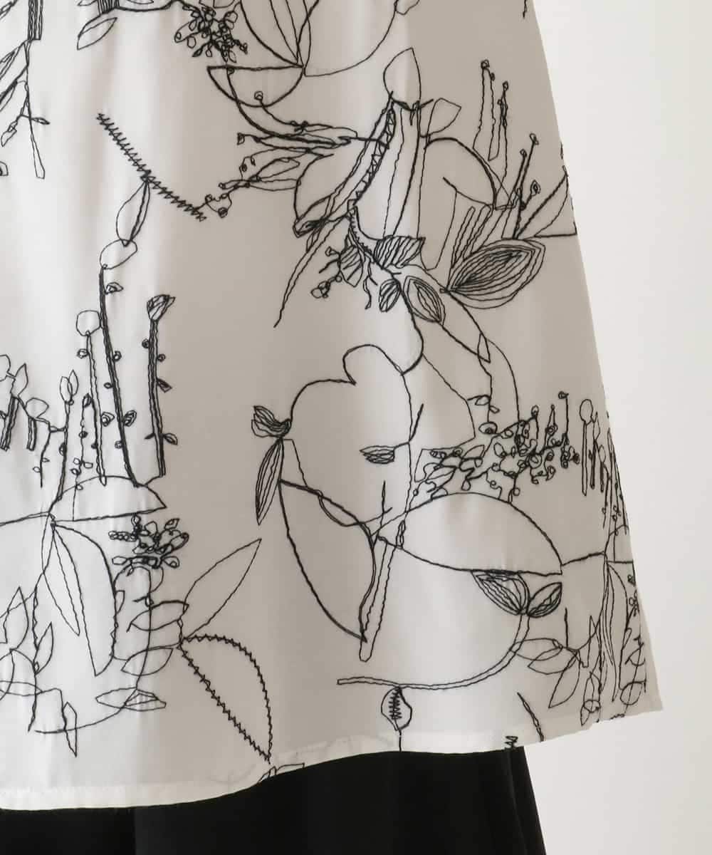 RBBFB30290 HIROKO BIS(ヒロコ ビス) 線描き刺繍デザインブラウス /洗える ホワイト