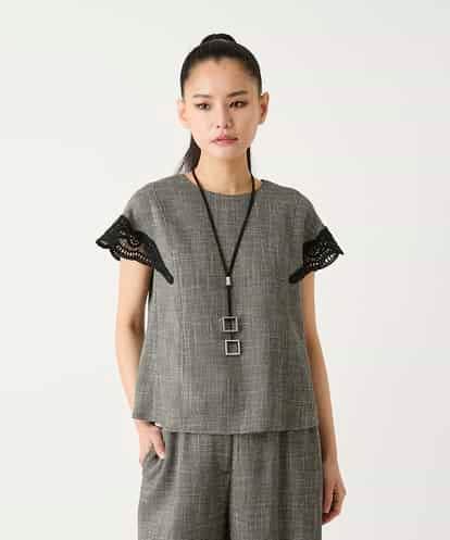 RBBFD02270 HIROKO BIS ツイーディーメッシュプルオーバーブラウス