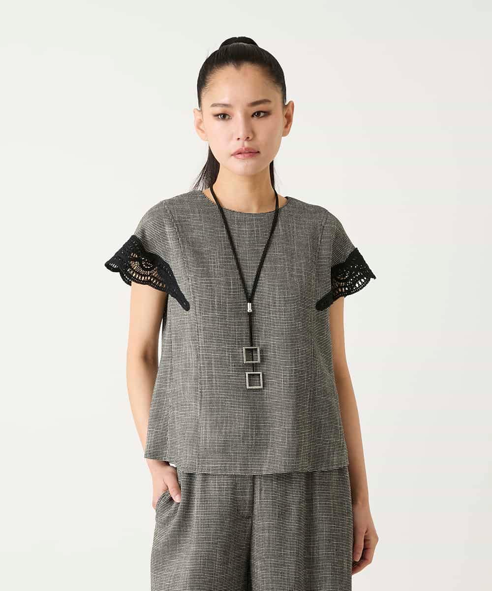 RBBFD02270 HIROKO BIS ツイーディーメッシュプルオーバーブラウス /洗える