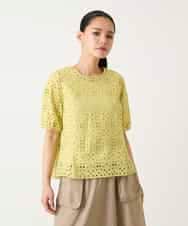 RBBFD33270 HIROKO BIS(ヒロコ ビス) アイレット刺繍タックヘムブラウス ライトイエロー