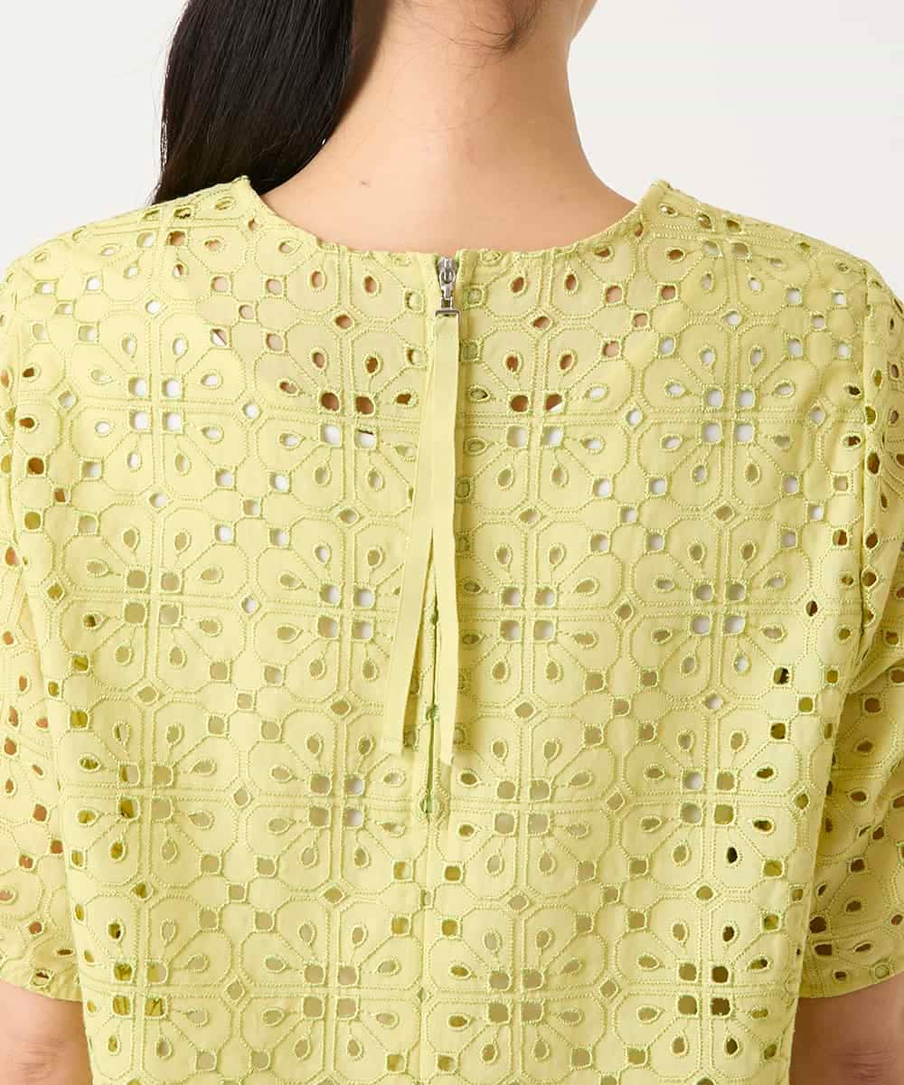 RBBFD33270 HIROKO BIS(ヒロコ ビス) アイレット刺繍タックヘムブラウス ライトイエロー