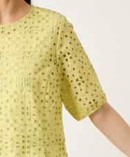 RBBFD33270 HIROKO BIS(ヒロコ ビス) アイレット刺繍タックヘムブラウス ライトイエロー