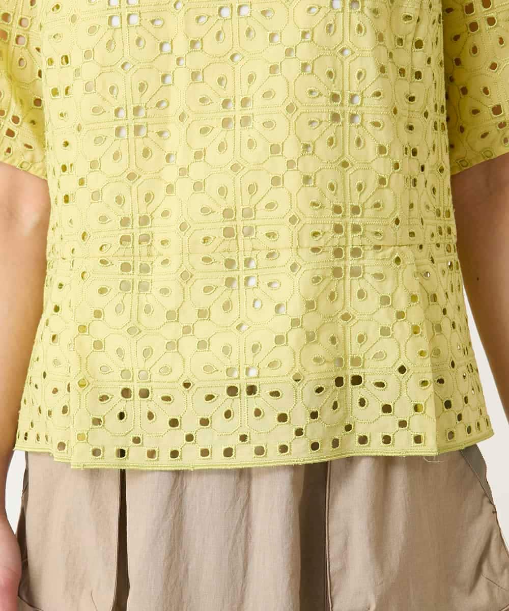 RBBFD33270 HIROKO BIS(ヒロコ ビス) アイレット刺繍タックヘムブラウス ライトイエロー