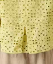 RBBFD33270 HIROKO BIS(ヒロコ ビス) アイレット刺繍タックヘムブラウス ライトイエロー