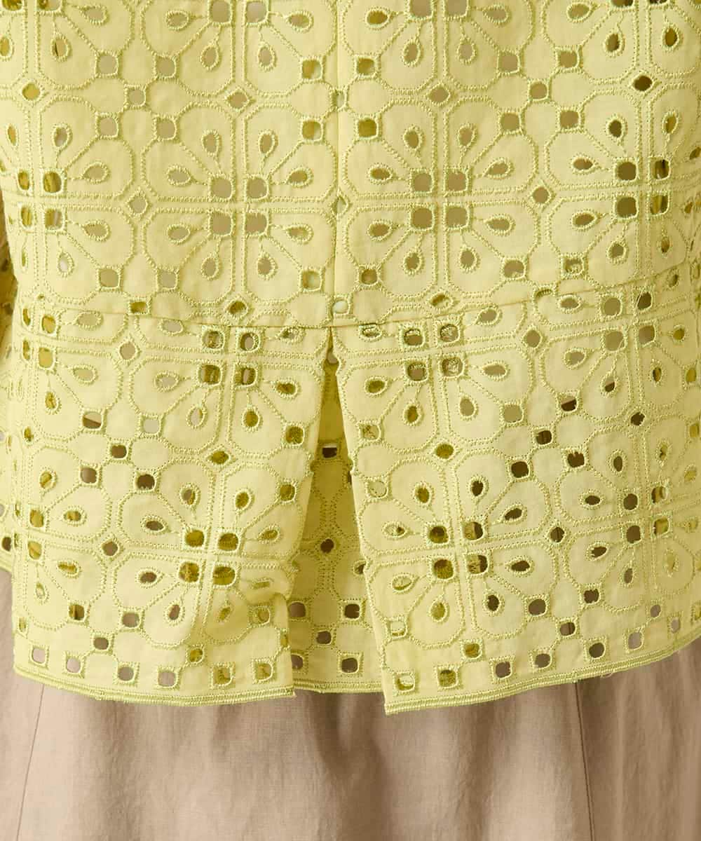 RBBFD33270 HIROKO BIS(ヒロコ ビス) アイレット刺繍タックヘムブラウス ライトイエロー