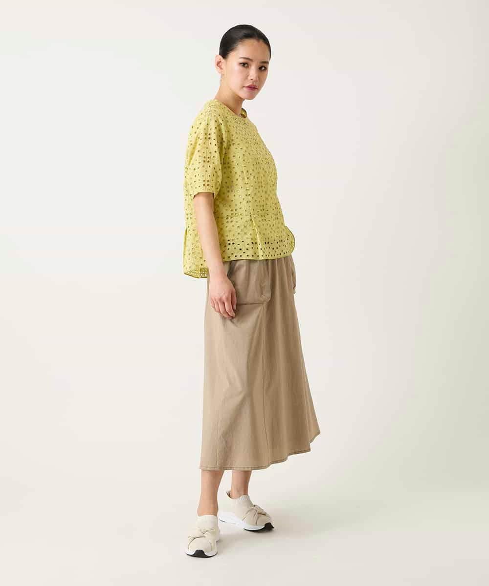 RBBFD33270 HIROKO BIS(ヒロコ ビス) アイレット刺繍タックヘムブラウス ライトイエロー