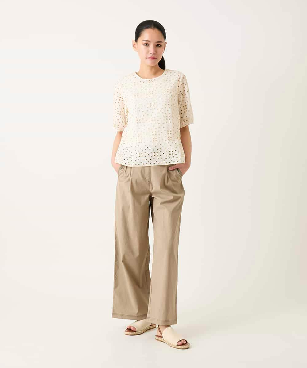 RBBFD33270 HIROKO BIS(ヒロコ ビス) アイレット刺繍タックヘムブラウス ライトイエロー