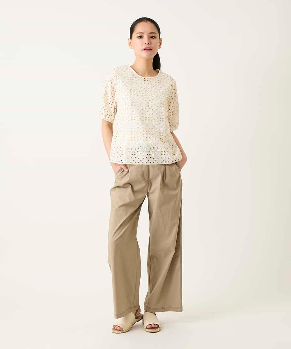 RBBFD33270 HIROKO BIS(ヒロコ ビス) アイレット刺繍タックヘムブラウス アイボリー