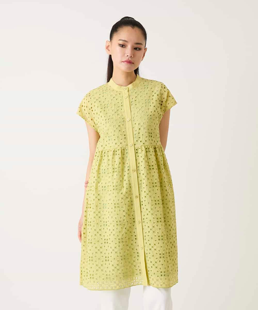 RBBFD34390 HIROKO BIS アイレット刺繍フレンチスリーブチュニックブラウス