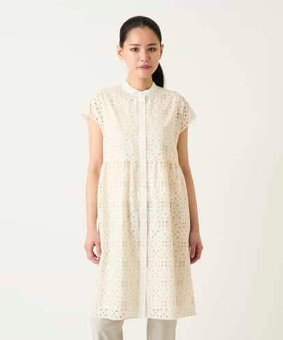 RBBFD34390 HIROKO BIS アイレット刺繍フレンチスリーブチュニックブラウス