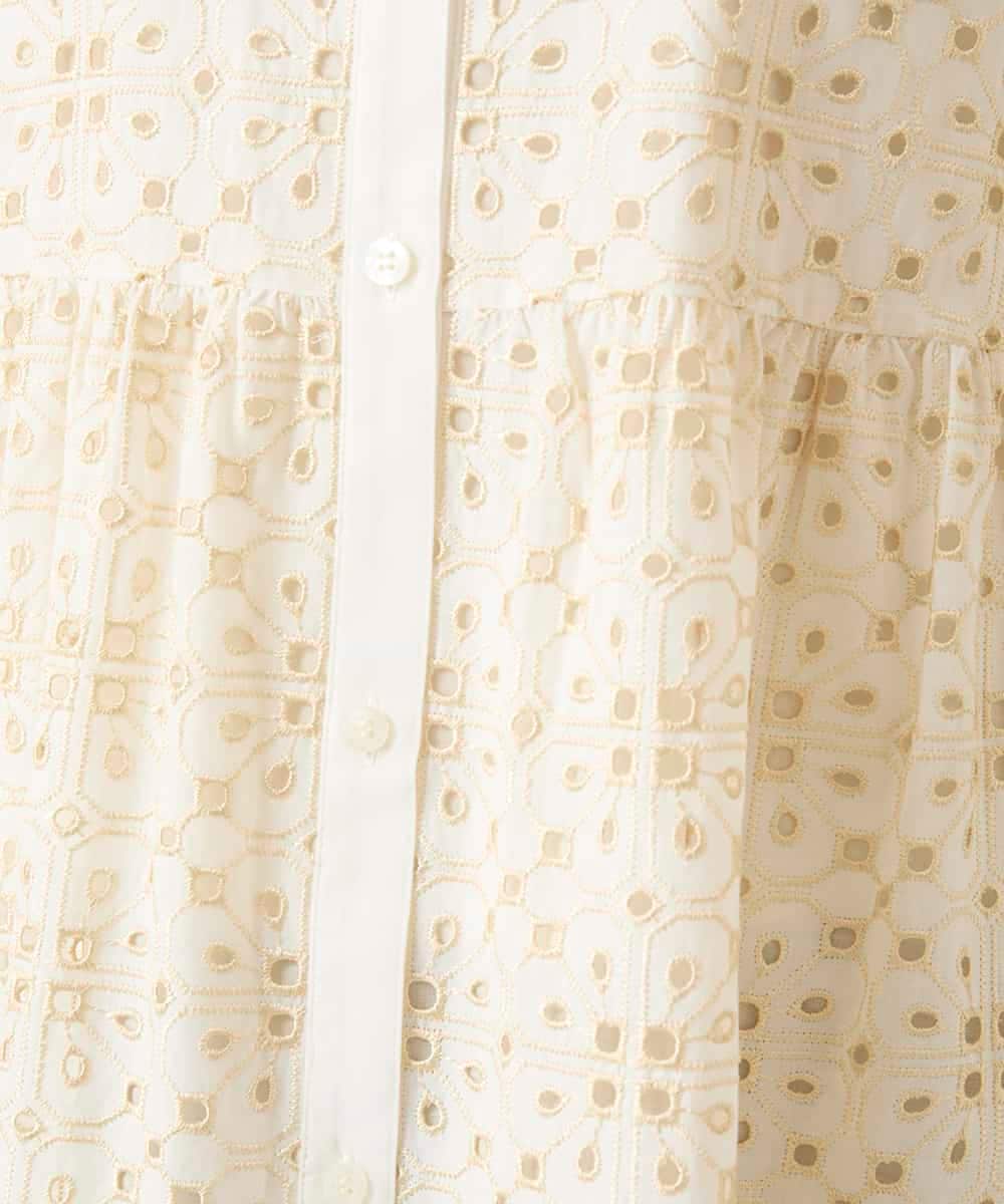 RBBFD34390 HIROKO BIS(ヒロコ ビス) アイレット刺繍フレンチスリーブチュニックブラウス アイボリー