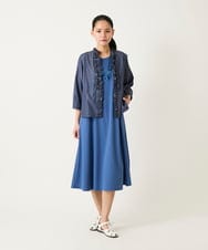 RBBFD40230 HIROKO BIS(ヒロコ ビス) フリルアクセントダンガリーブラウス ネイビー