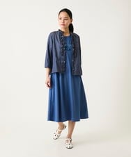 RBBFD40230 HIROKO BIS(ヒロコ ビス) フリルアクセントダンガリーブラウス ネイビー