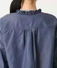 RBBFD40230 HIROKO BIS(ヒロコ ビス) フリルアクセントダンガリーブラウス ネイビー