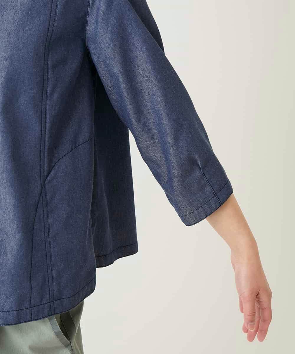 RBBFD40230 HIROKO BIS(ヒロコ ビス) フリルアクセントダンガリーブラウス ネイビー