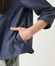 RBBFD40230 HIROKO BIS(ヒロコ ビス) フリルアクセントダンガリーブラウス ネイビー