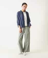 RBBFD40230 HIROKO BIS(ヒロコ ビス) フリルアクセントダンガリーブラウス ネイビー