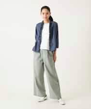 RBBFD40230 HIROKO BIS(ヒロコ ビス) フリルアクセントダンガリーブラウス ネイビー