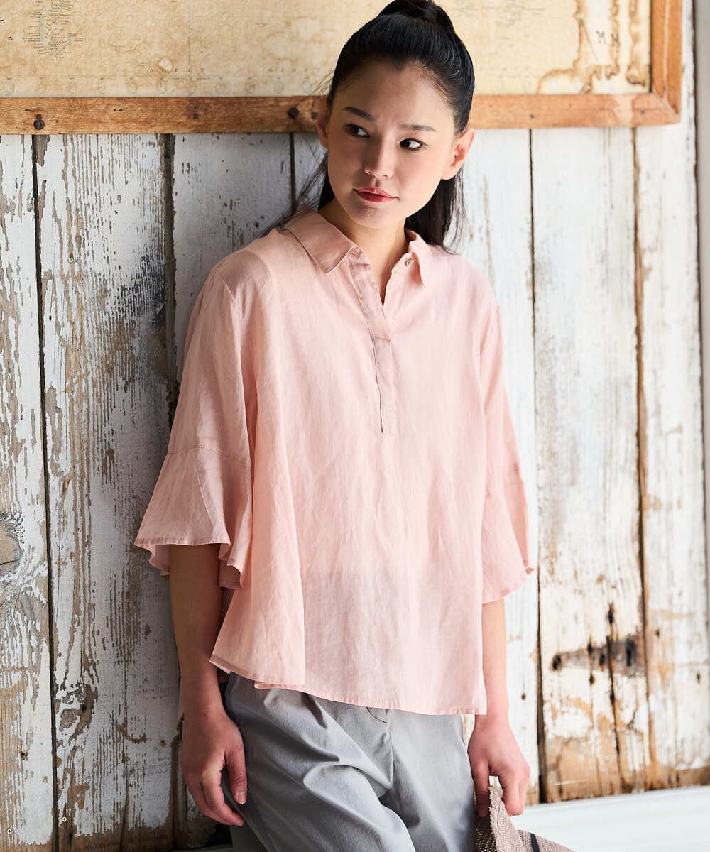 RBBFD45180 HIROKO BIS フレアスリーブ麻ブラウス