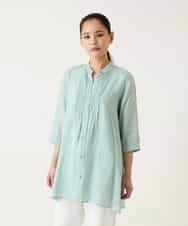 RBBFD47210 HIROKO BIS(ヒロコ ビス) ピンタックフレア麻ブラウス グリーン